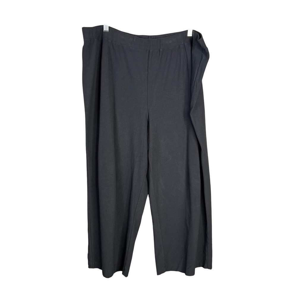 Eileen Fisher Wide Leg Crepe Crop Pant Plus Sz 2X Gray Travel Casual Stretch